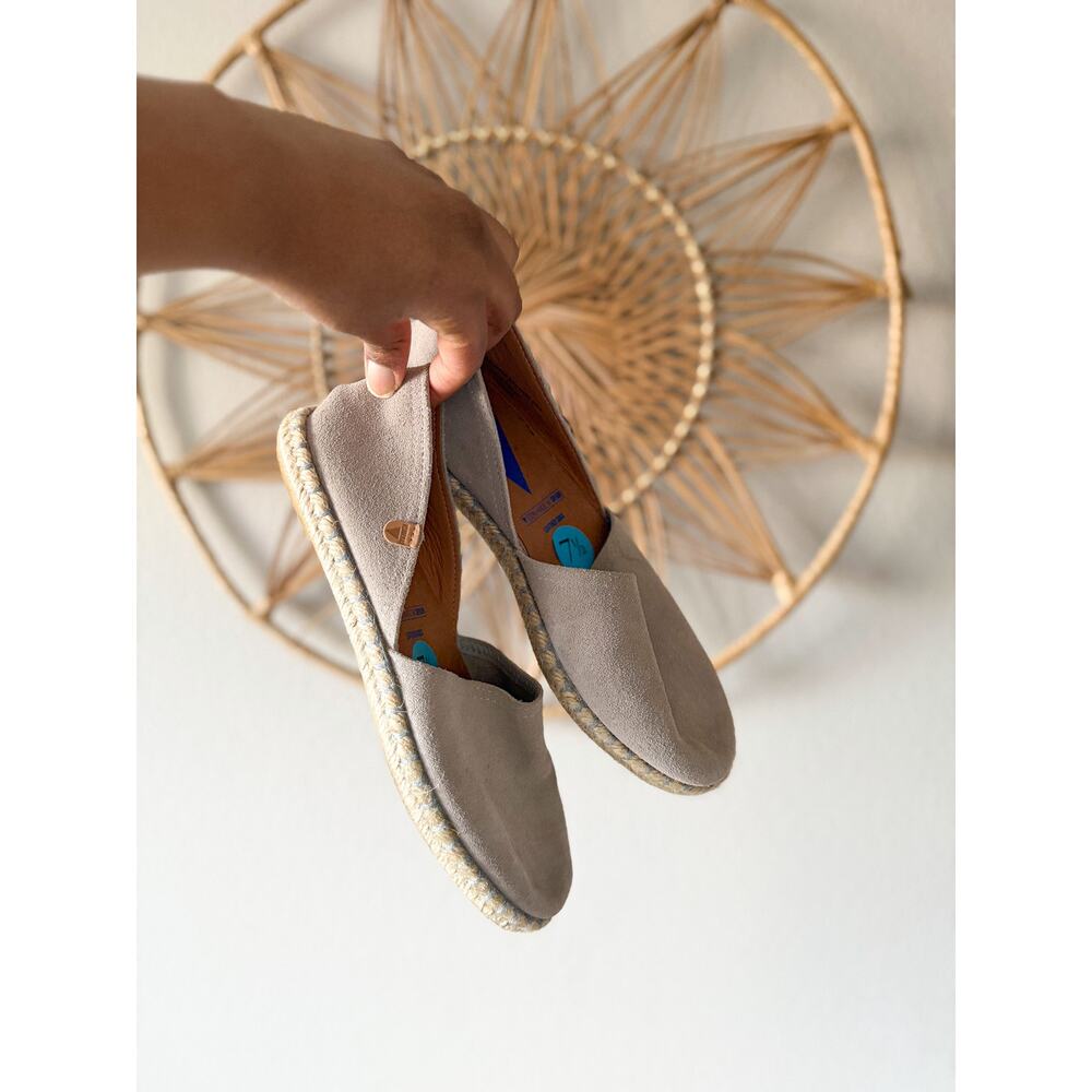 Verbenas Carmen Gray Grey Suede Leather Espadrille Flats Women 7.5